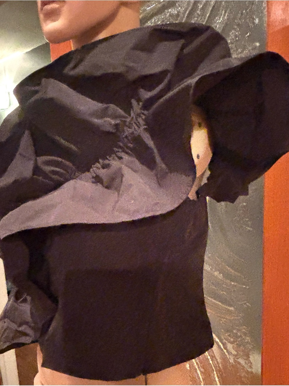 Off-Shoulder Black Ruffle Women's Top - Picture 5 of 8